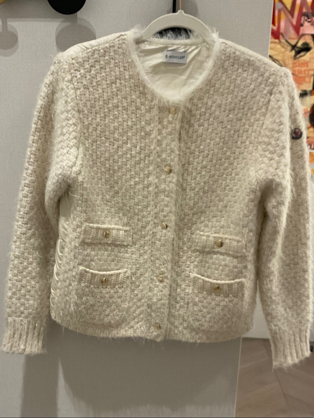 Moncler Ivory Textured Button-Front Cardigan Ladies